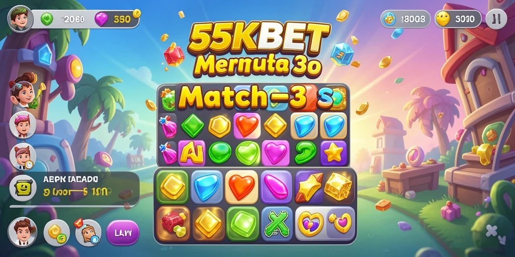 Tampilan permainan 55KBET yang seru dalam genre Match-3.