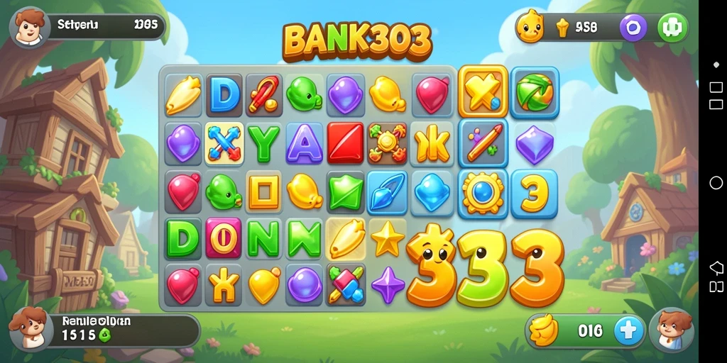 Screenshot utama BANK303 menampilkan gameplay yang penuh warna dan menyenangkan.