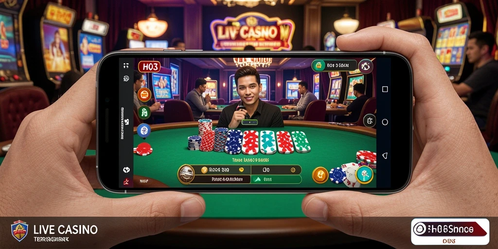 Screenshot H03 menampilkan pengalaman bermain Live Casino yang mendebarkan.