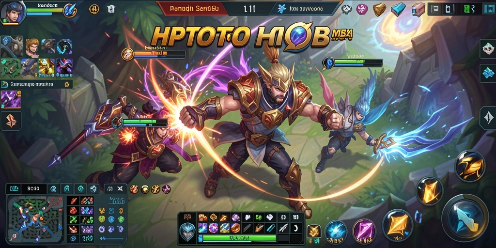 Tampilan seru gameplay HPTOTO yang penuh aksi MOBA.