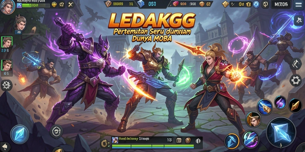 Tangkapan layar gameplay <strong>LEDAKGG</strong> yang menampilkan aksi pertempuran tim yang dinamis.