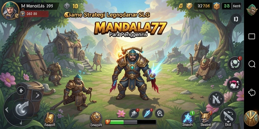 Tampilan gameplay MANDALA77 dengan strategi SLG yang mendalam.