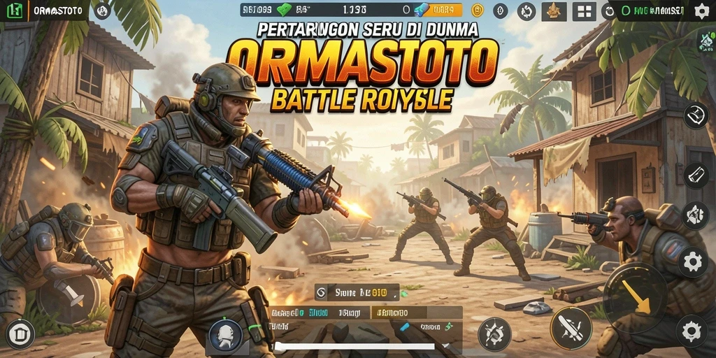 Tampilan seru gameplay Battle Royale di ORMASTOTO.