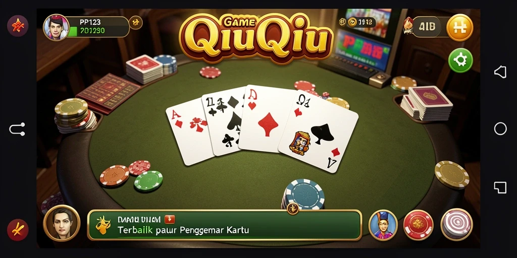 Tampilan seru dari gameplay PP123 dengan kartu QiuQiu.