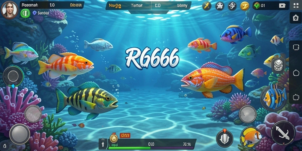 Tampilan gameplay seru dalam RR666 saat menangkap ikan.