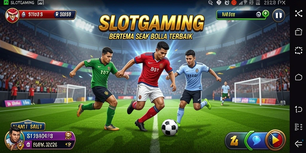 Tampilan gameplay SLOTGAMING yang menampilkan aksi sepak bola yang mendebarkan.