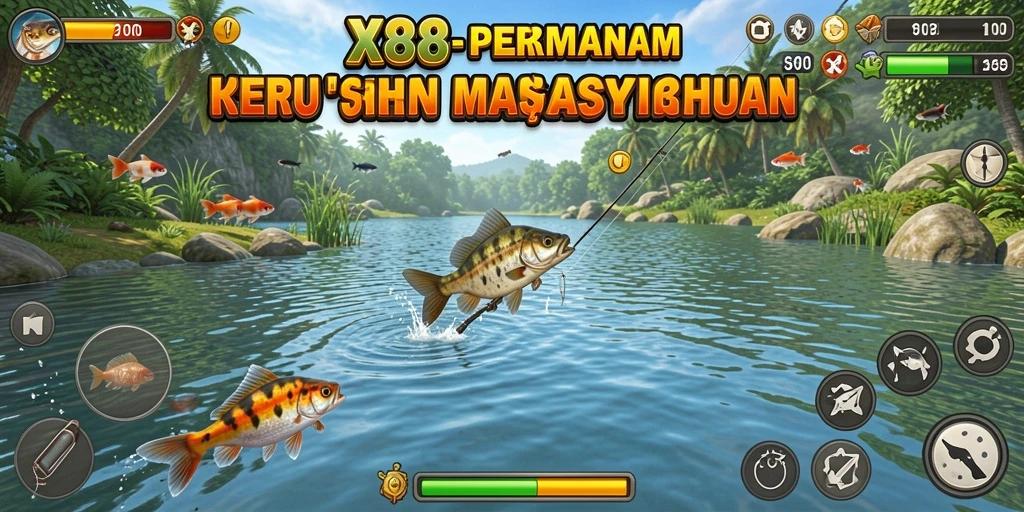 Screenshot gameplay X88 menunjukkan pengalaman memancing yang seru dan menarik.